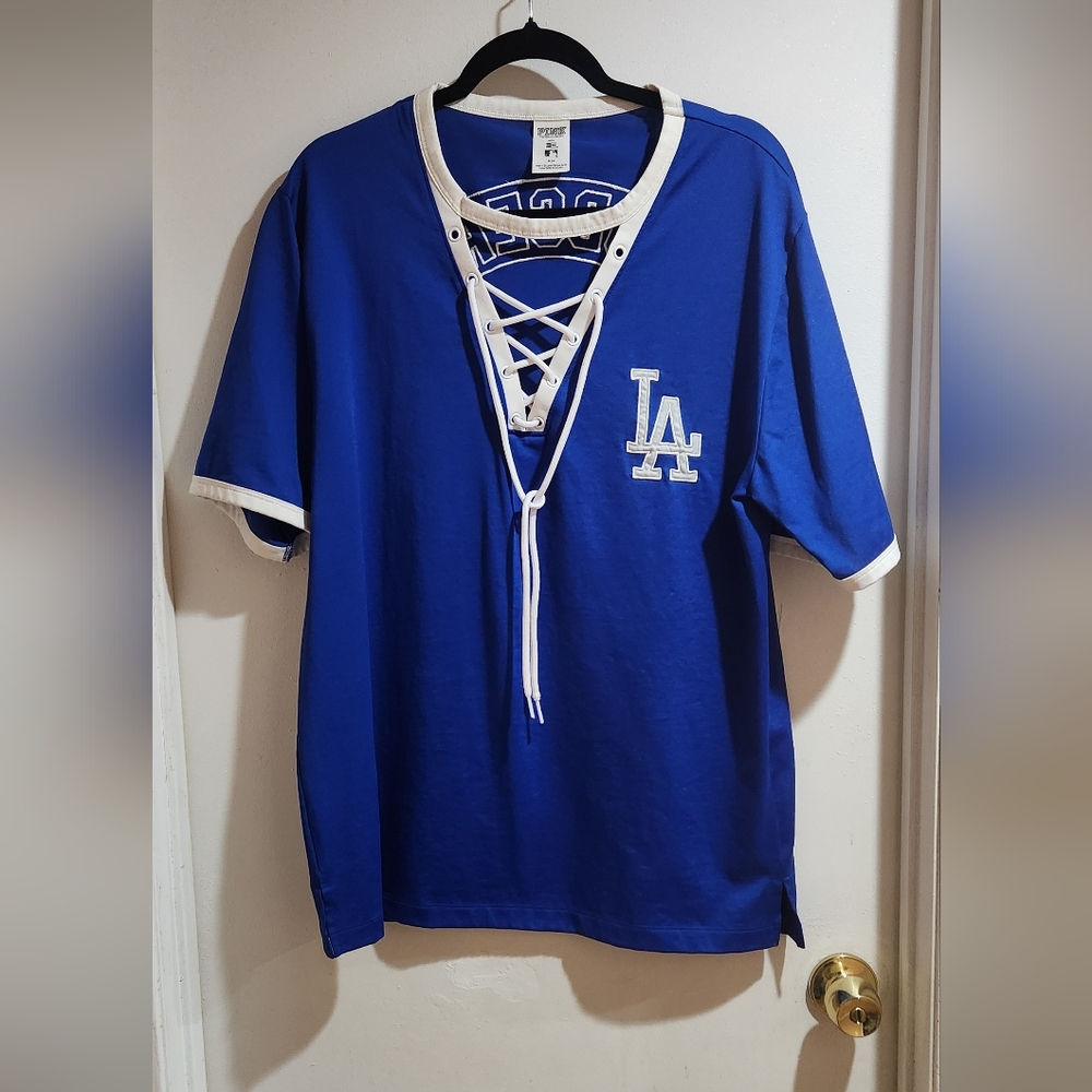 Pink Victoria Secret MLB Women's Jersey Top. Size Medium. Color Dodger Blue